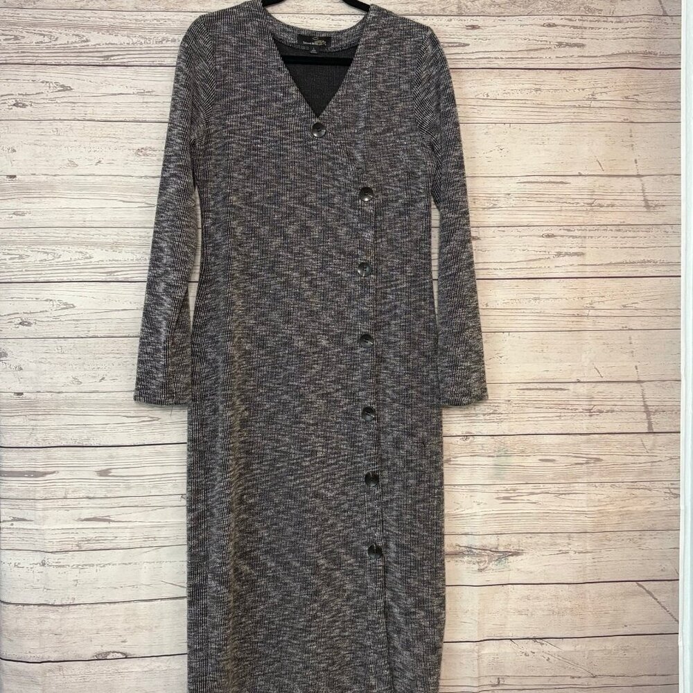Suzanne Betro Faux Button Down Bodycon Dress Large